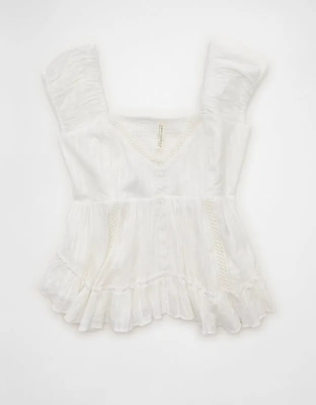 AE Lace Trim Babydoll Blouse
