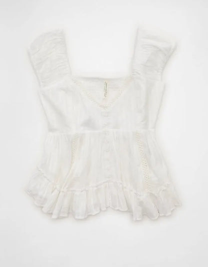AE Lace Trim Babydoll Blouse
