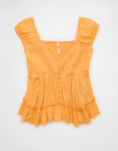 AE Lace Trim Babydoll Blouse