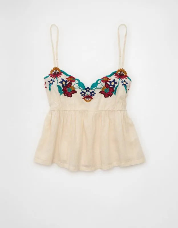 AE Embroidered V-Neck Babydoll Cami
