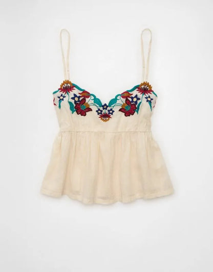 AE Embroidered V-Neck Babydoll Cami