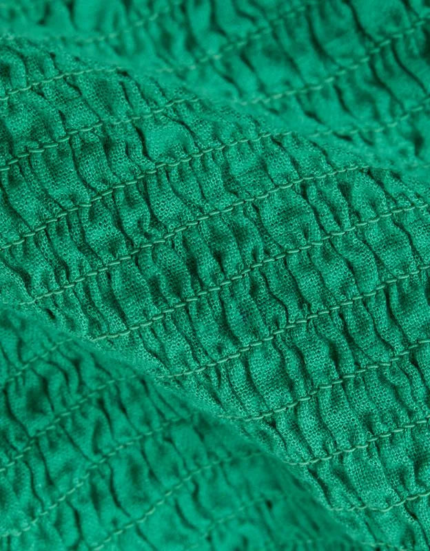 AE Cropped Linen-Blend Smocked Cami
