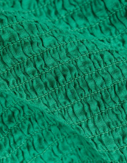 AE Cropped Linen-Blend Smocked Cami