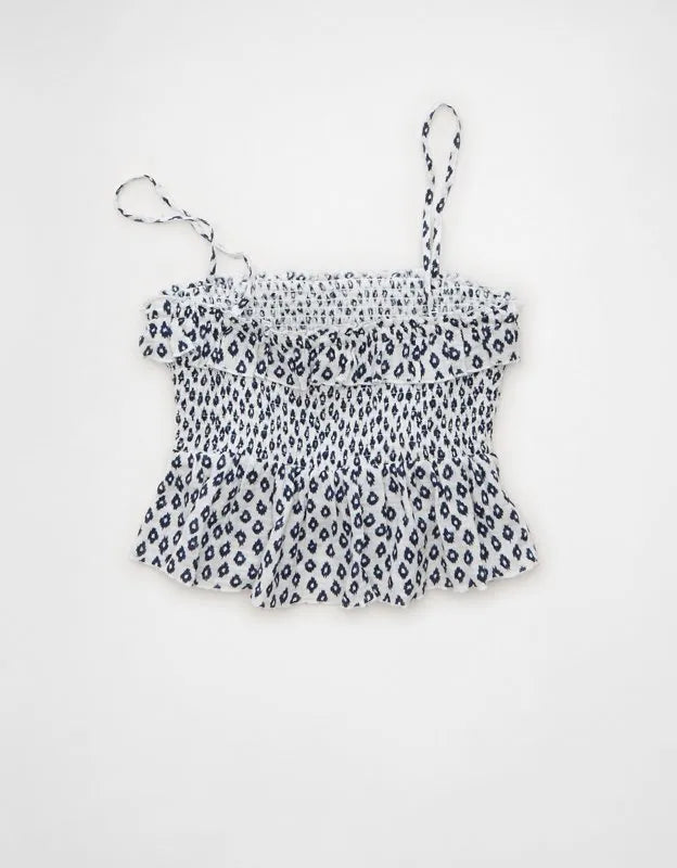 AE Tie-Front Smocked Tube Top