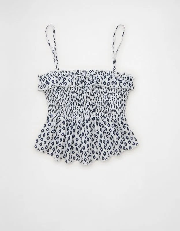 AE Tie-Front Smocked Tube Top