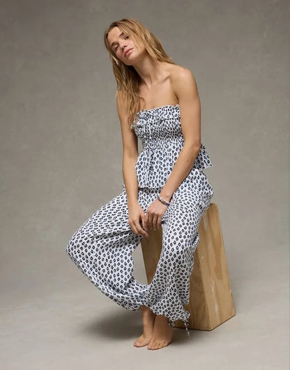 AE Tie-Front Smocked Tube Top