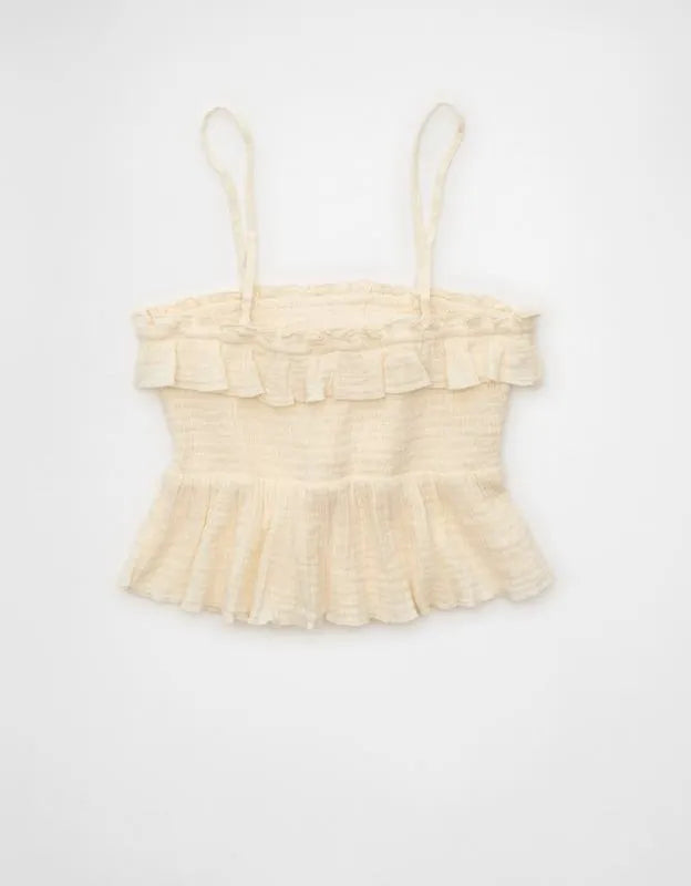 AE Tie-Front Smocked Tube Top