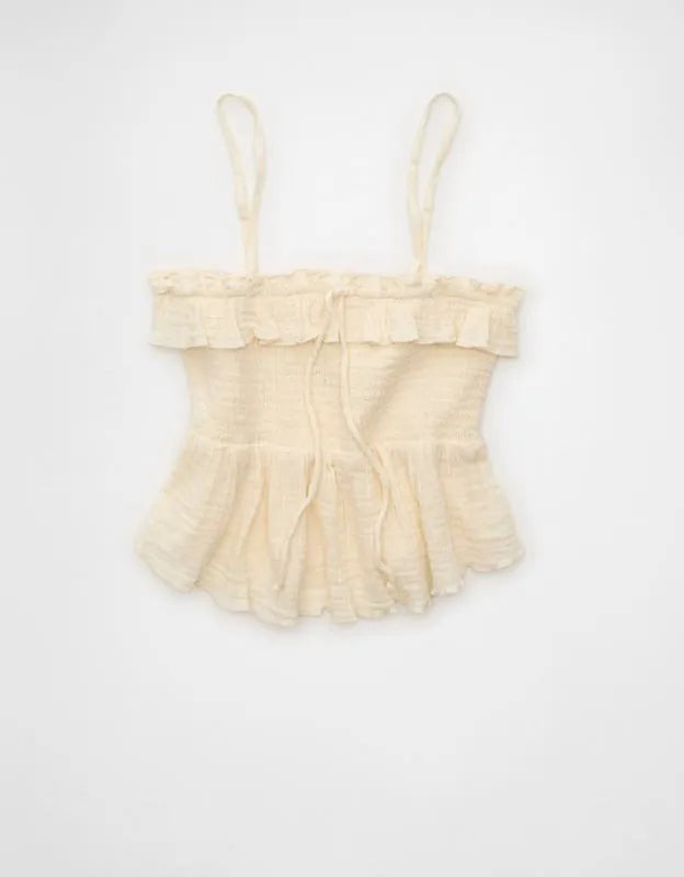 AE Tie-Front Smocked Tube Top