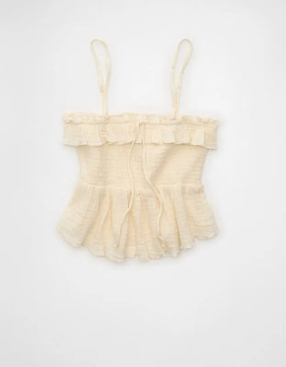 AE Tie-Front Smocked Tube Top
