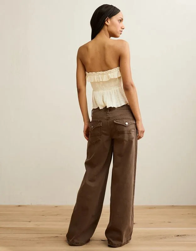 AE Tie-Front Smocked Tube Top