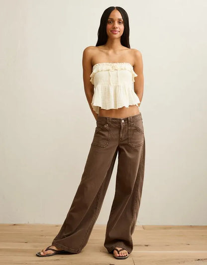 AE Tie-Front Smocked Tube Top