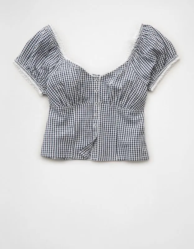 AE Short-Sleeve Corset Top