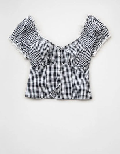 AE Short-Sleeve Corset Top