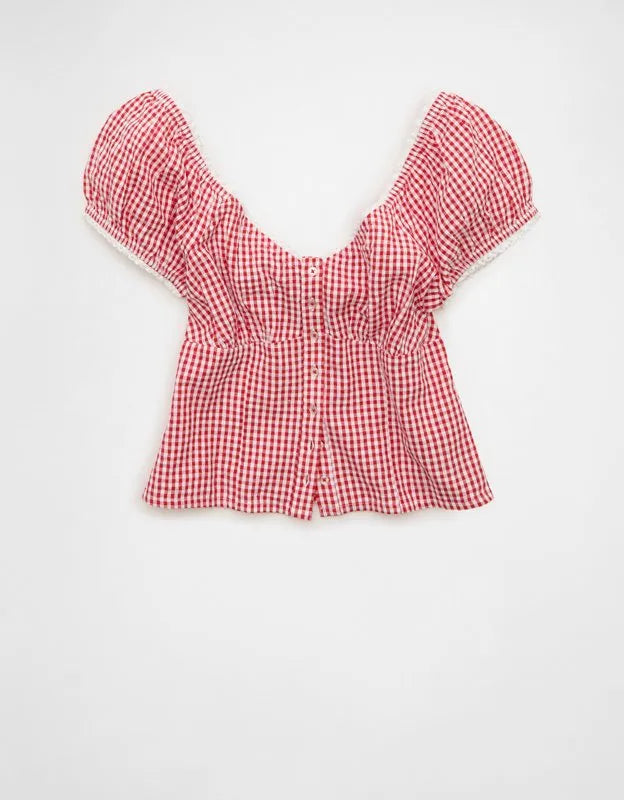AE Short-Sleeve Corset Top