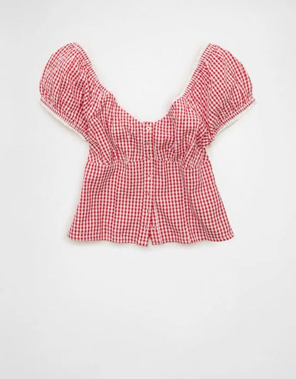 AE Short-Sleeve Corset Top