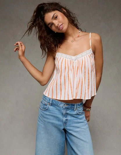 AE Cropped Lace-Trim Cami
