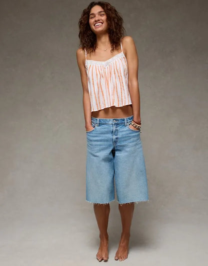 AE Cropped Lace-Trim Cami