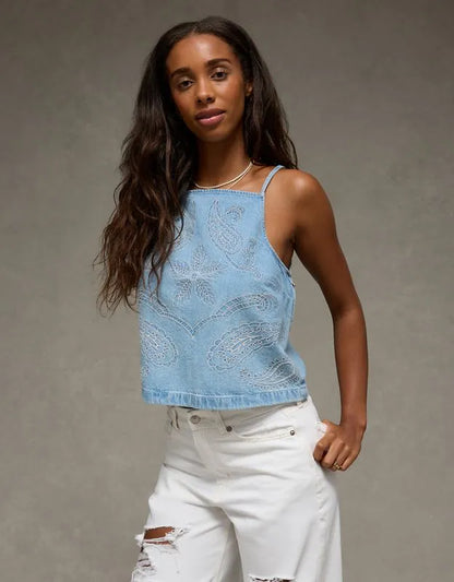 AE Embroidered Denim Cami