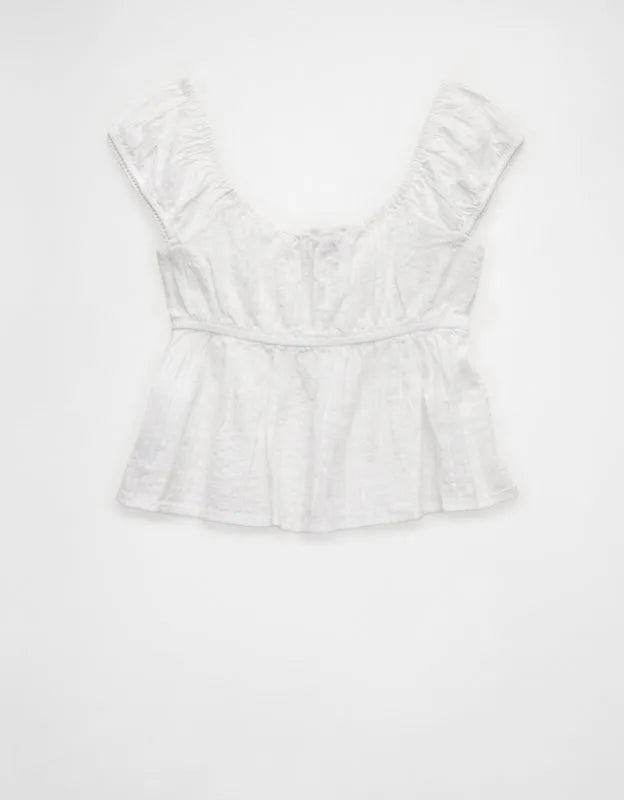 AE Cap-Sleeve Button-Up Top