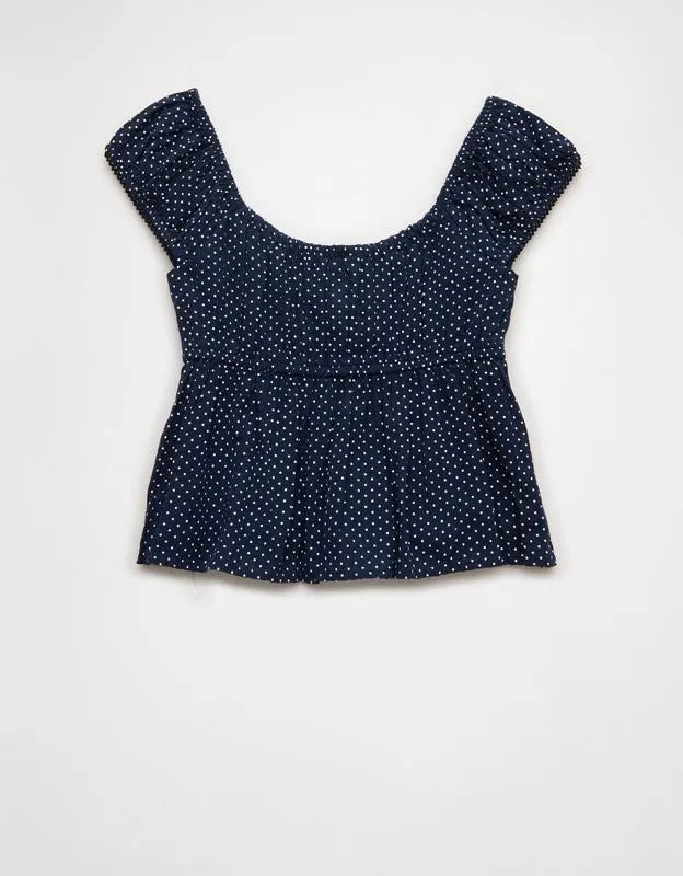 AE Cap-Sleeve Button-Up Top