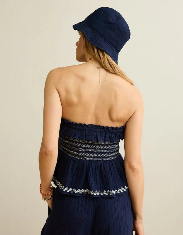 AE Tie-Front Smocked Tube Top