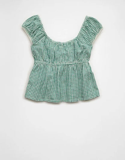 AE Cap-Sleeve Button-Up Top