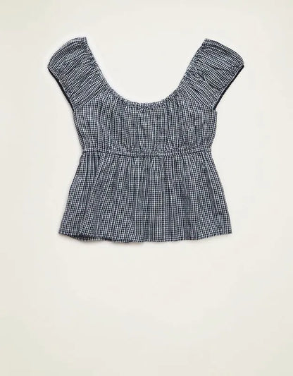 AE Cap-Sleeve Button-Up Top