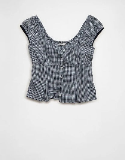 AE Cap-Sleeve Button-Up Top