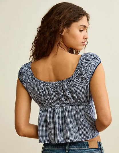 AE Cap-Sleeve Button-Up Top