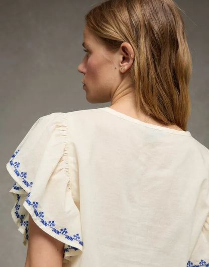 AE Short-Sleeve Embroidered Blouse