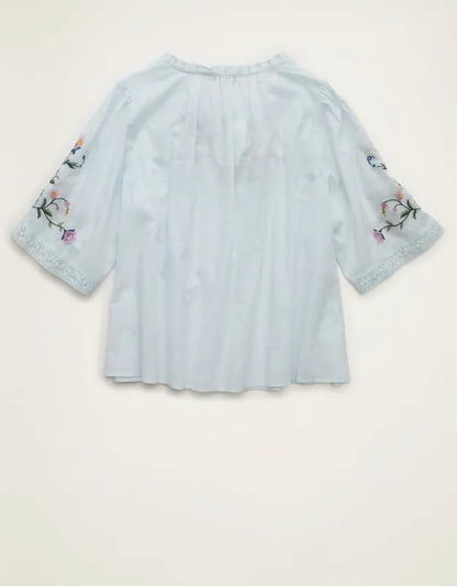 AE Flutter-Sleeve Embroidered Top