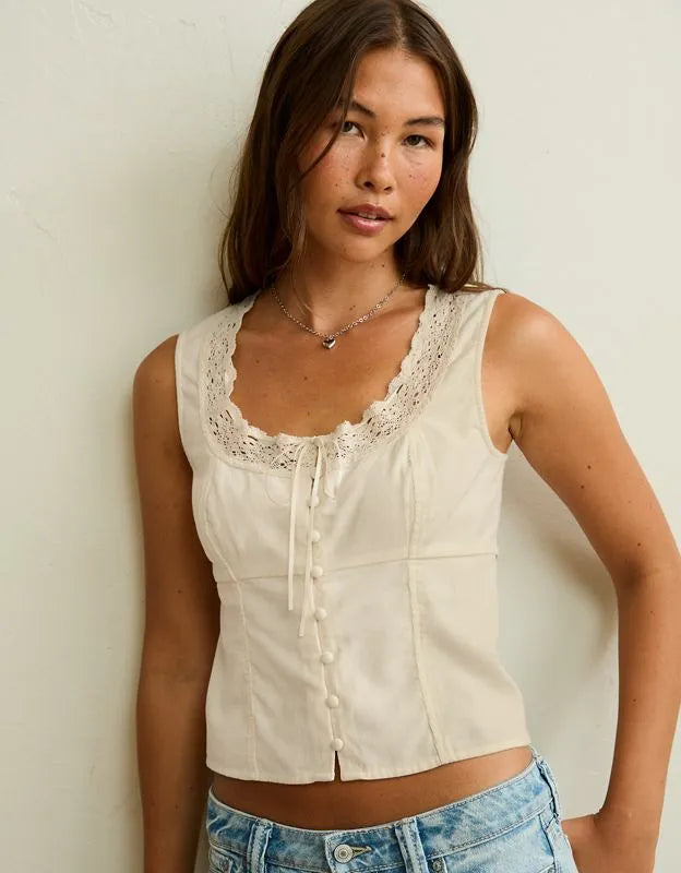 AE Lace-Trim Scoop Neck Tank