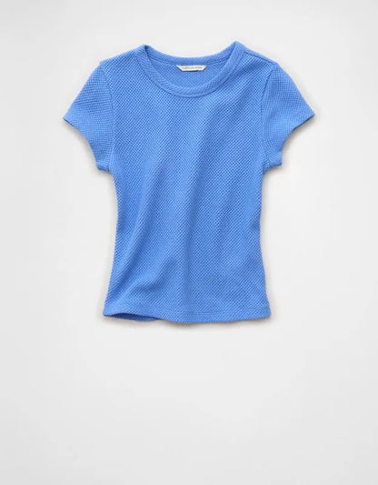 AE Cropped Crochet Knit T-Shirt