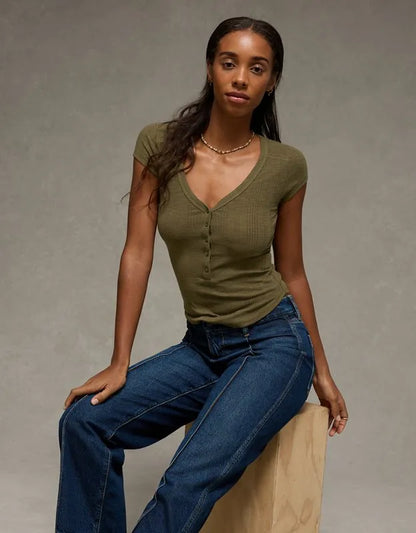 AE V-Neck Henley T-Shirt