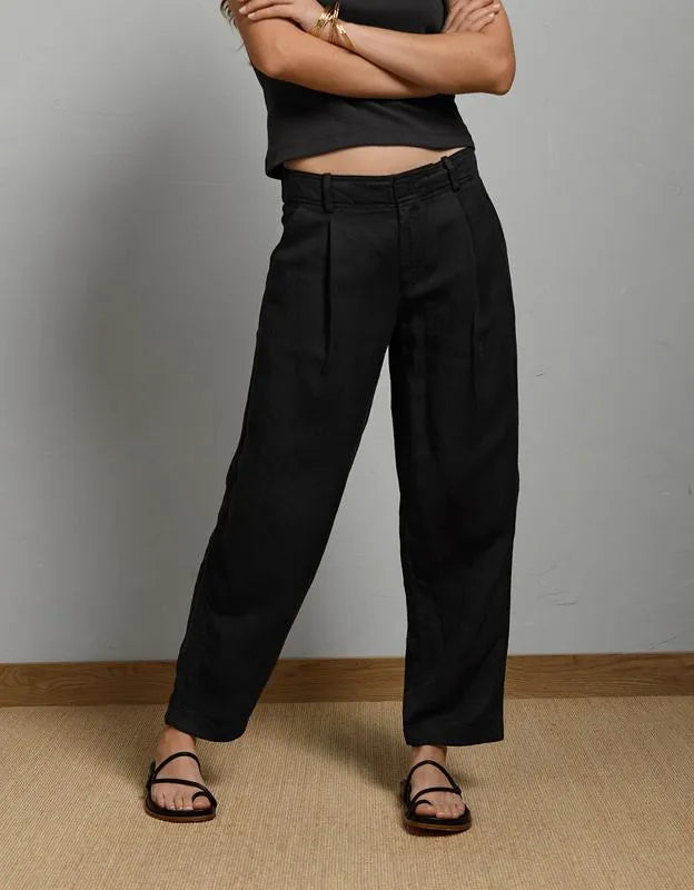 AE77 High-Waisted Tapered Linen-Blend Pant