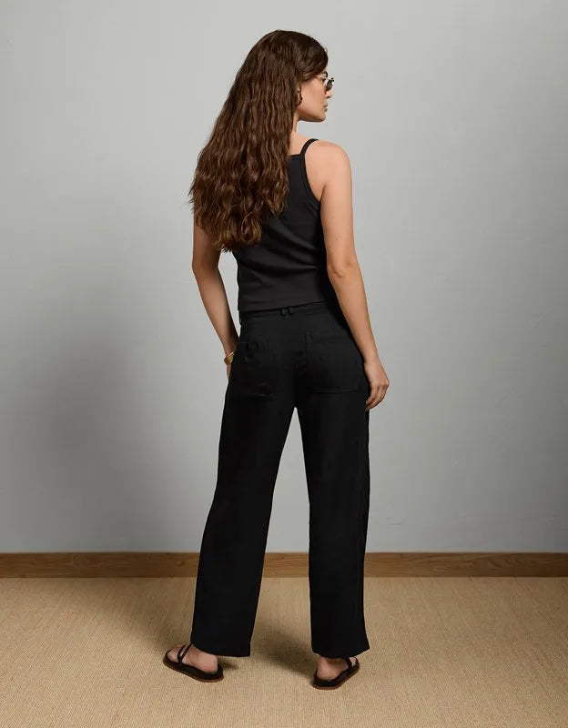 AE77 High-Waisted Tapered Linen-Blend Pant