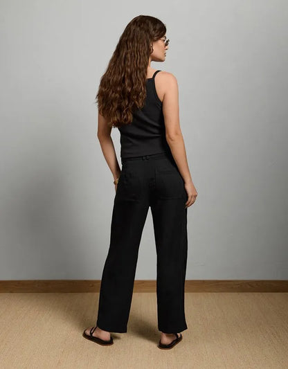 AE77 High-Waisted Tapered Linen-Blend Pant