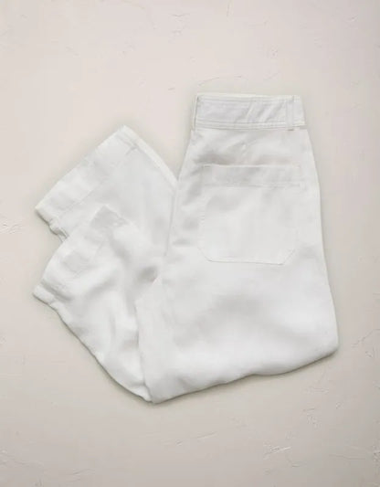 AE77 High-Waisted Tapered Linen-Blend Pant