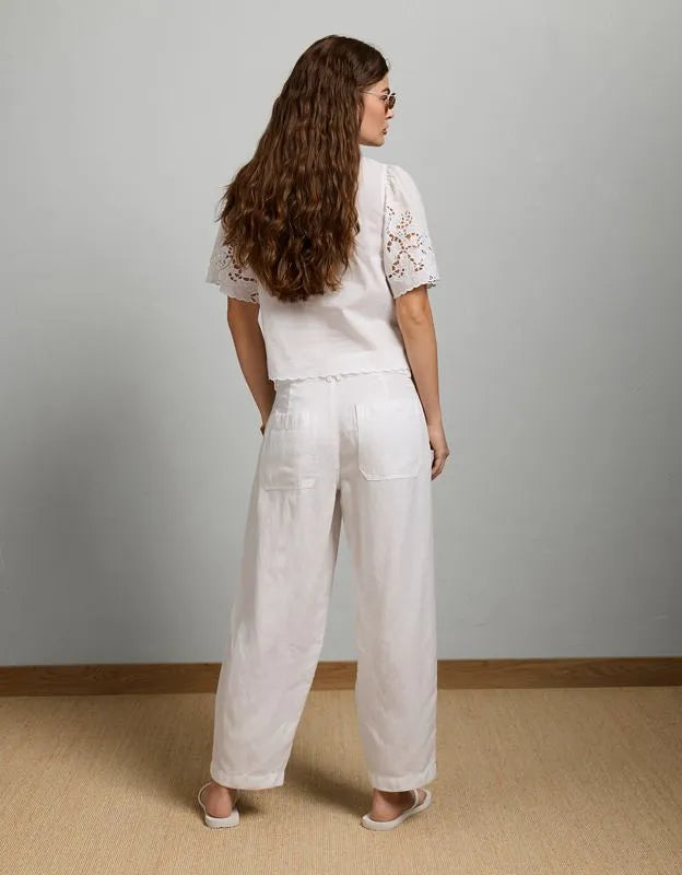 AE77 High-Waisted Tapered Linen-Blend Pant