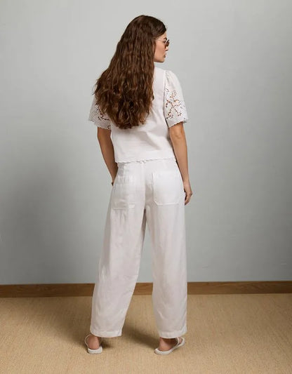 AE77 High-Waisted Tapered Linen-Blend Pant