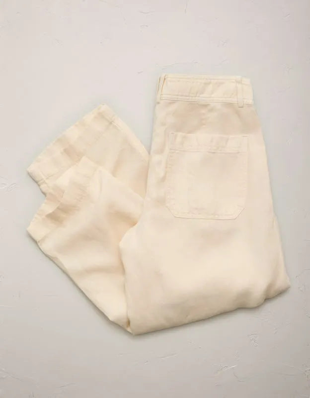 AE77 High-Waisted Tapered Linen-Blend Pant