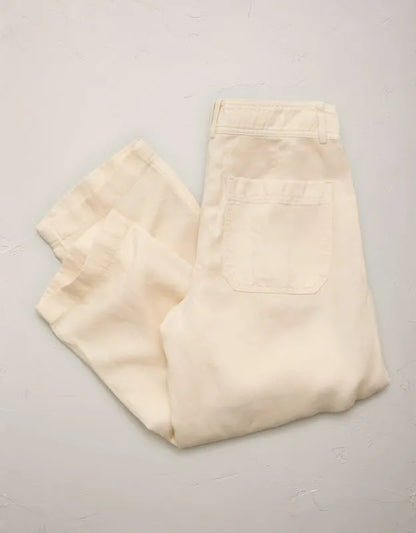 AE77 High-Waisted Tapered Linen-Blend Pant