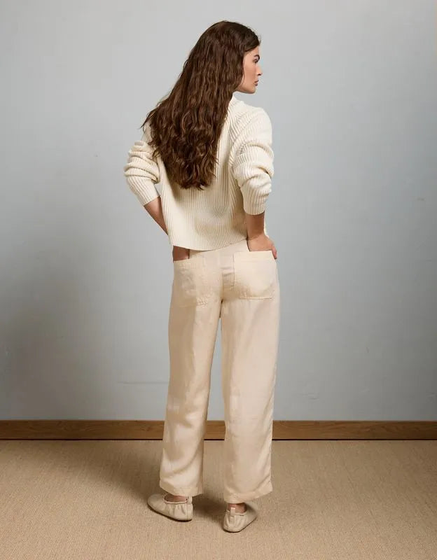 AE77 High-Waisted Tapered Linen-Blend Pant