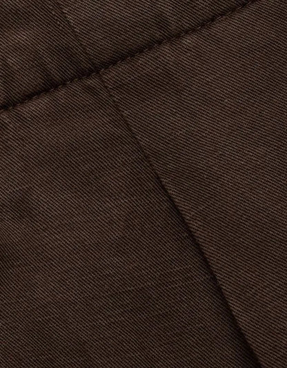 AE77 High-Waisted Linen Pleated Ankle Pant