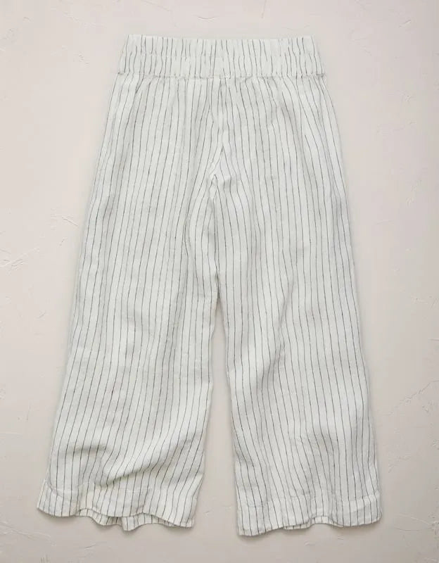 AE77 High-Waisted Linen Pleated Ankle Pant