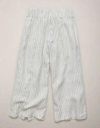 AE77 High-Waisted Linen Pleated Ankle Pant