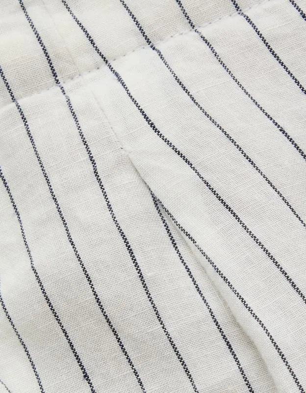 AE77 High-Waisted Linen Pleated Ankle Pant