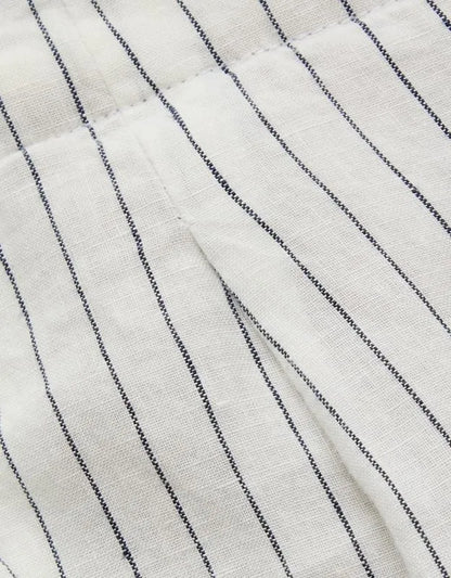 AE77 High-Waisted Linen Pleated Ankle Pant