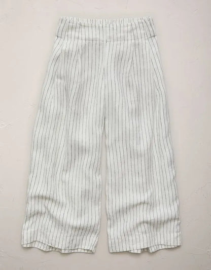 AE77 High-Waisted Linen Pleated Ankle Pant