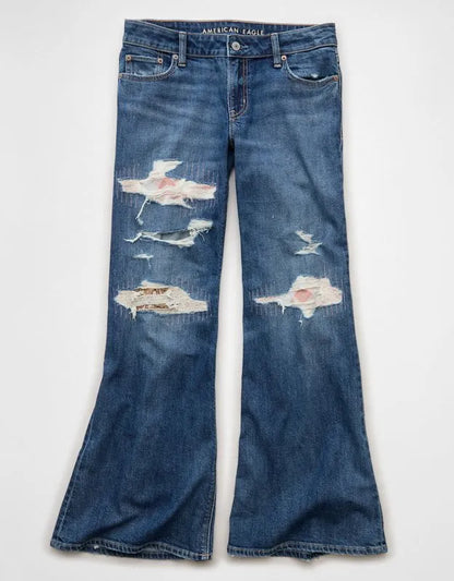 AE x Stagecoach Dreamy Drape Stretch Super Low-Rise Baggy Flare Jean